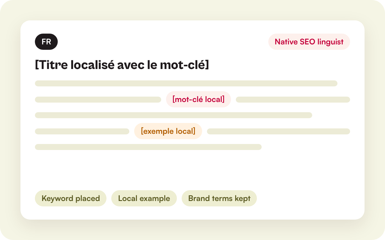 Illustration of a French page translated by a native SEO linguist