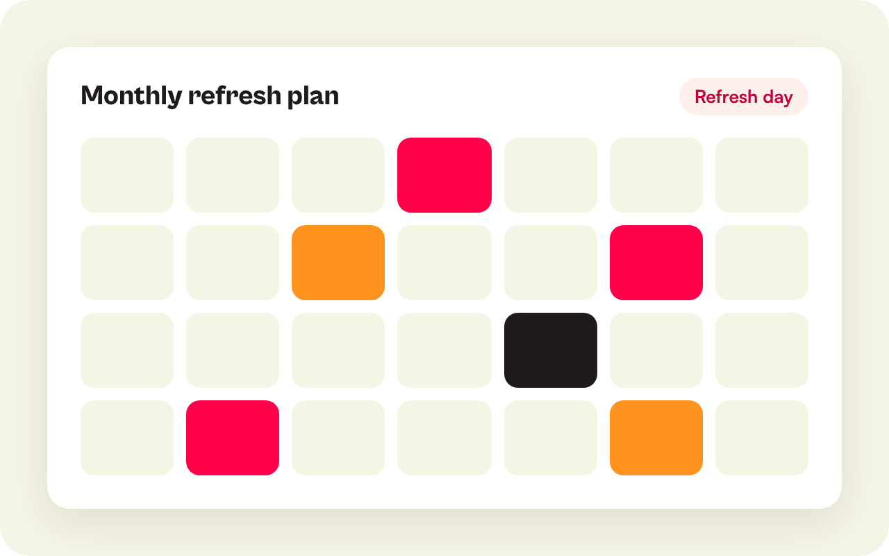 Illustration of a monthly refresh calendar