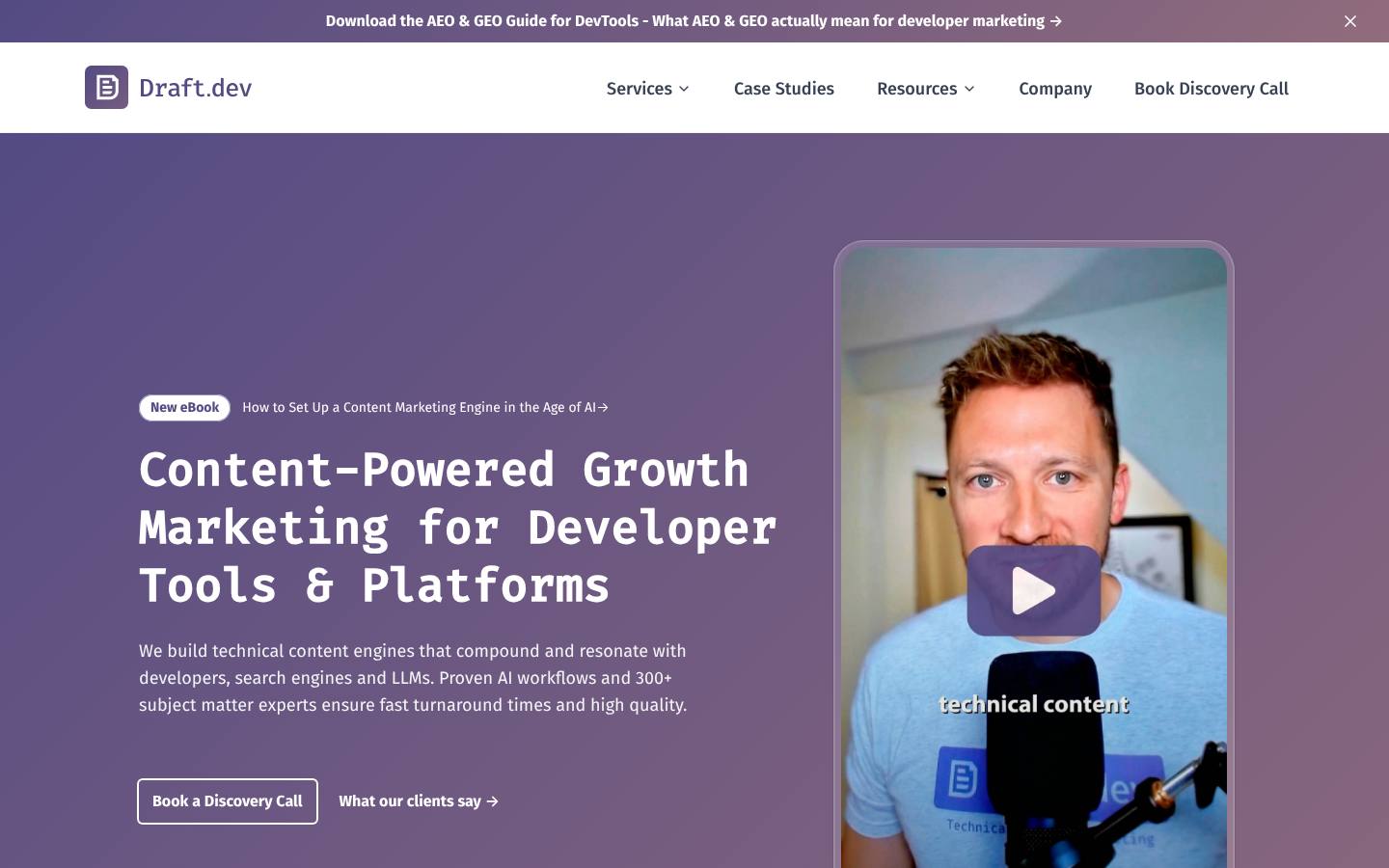 Draft.dev homepage