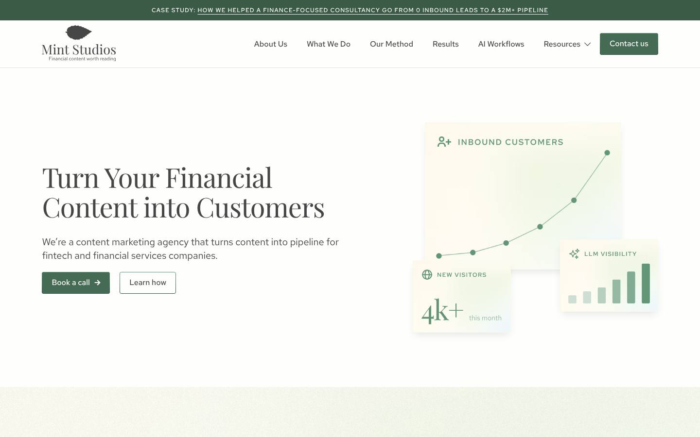 Mint Studios homepage