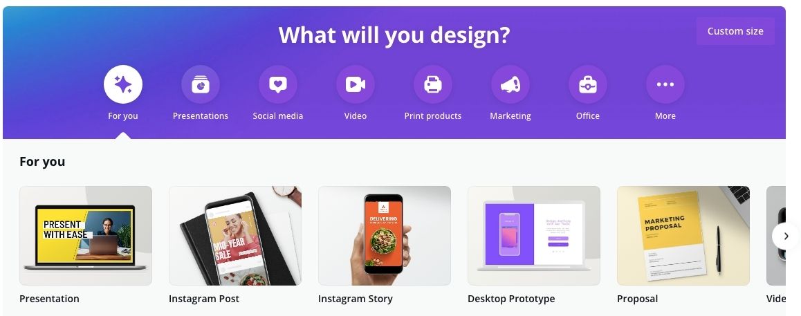 This is a screenshot of a user's perspective of canva, an easy-to-use tool to design and create graphics for social media and other content purposes
