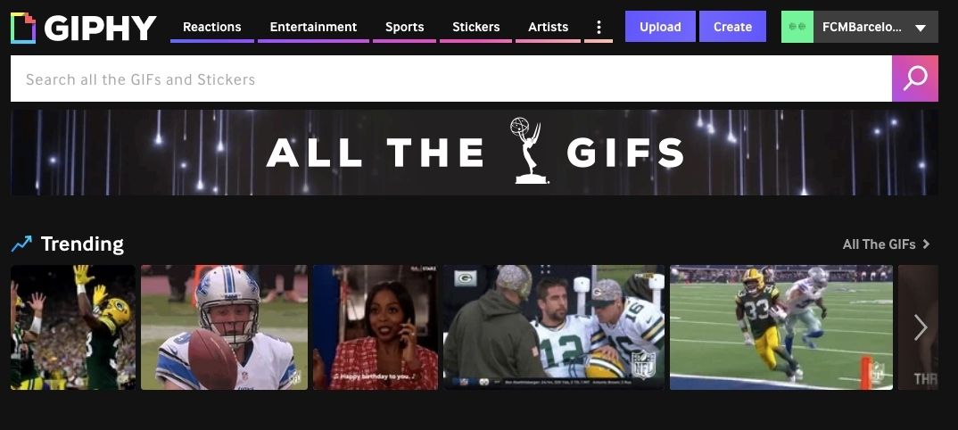 This image shows Giphy's website, a platform that lets anyone find gifs to use for their content marketing strategy