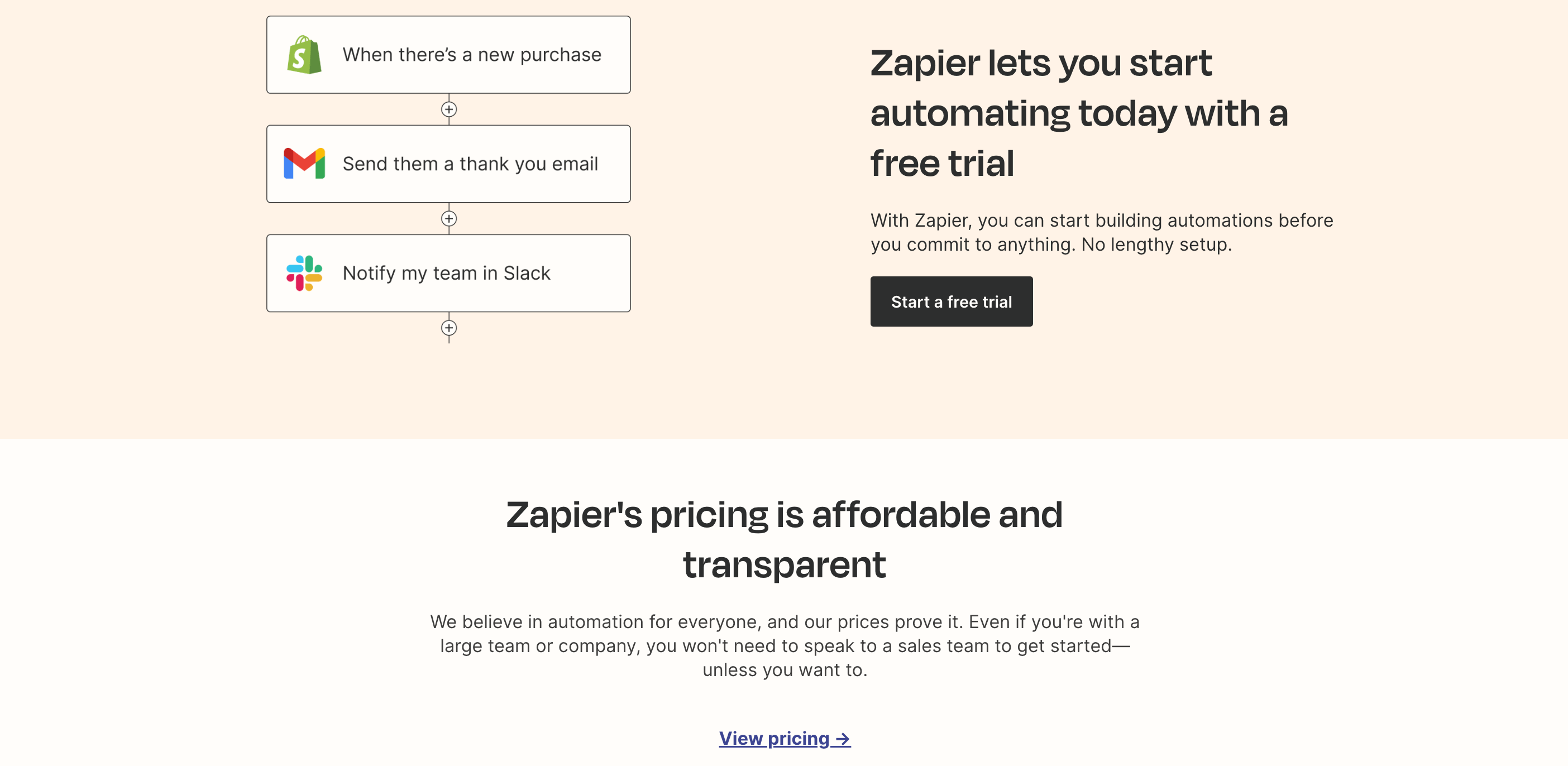  Zapier banner with CTA button