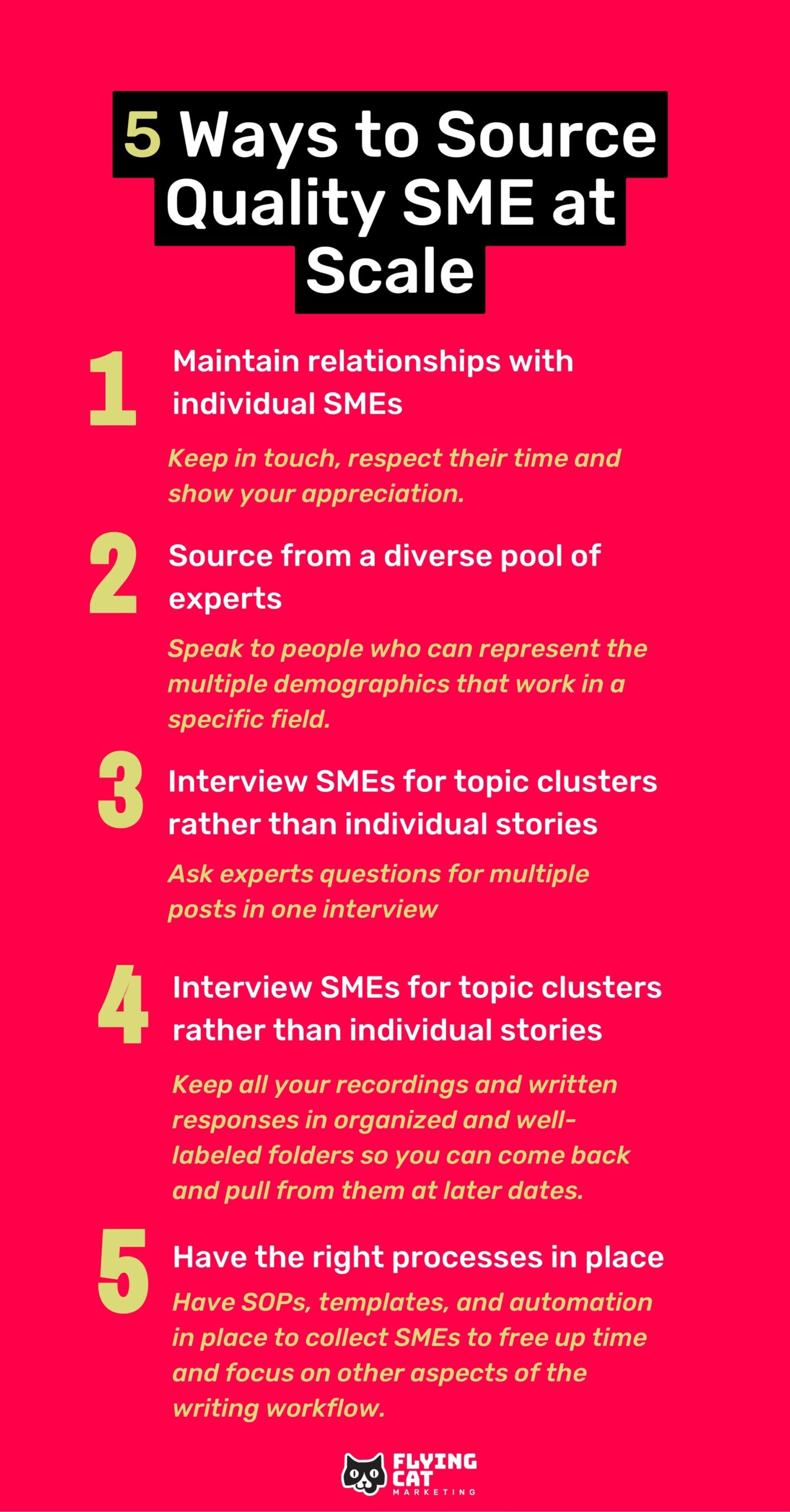 Infographic showing 5 ways of reaching out to an SME