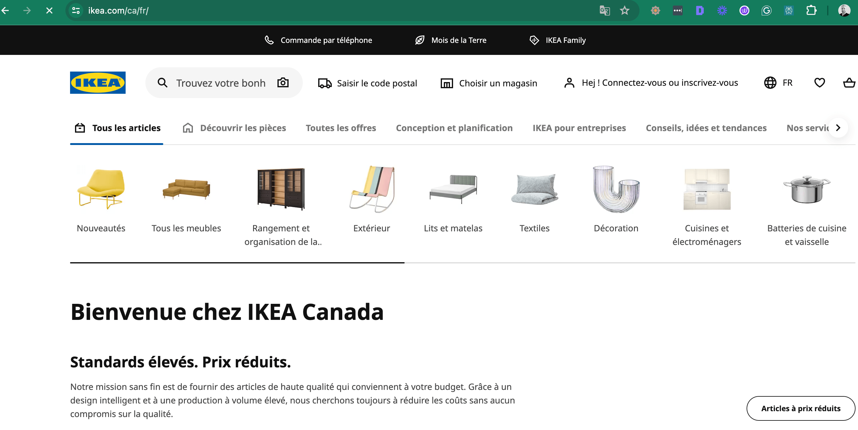 IKEA website including URL structure