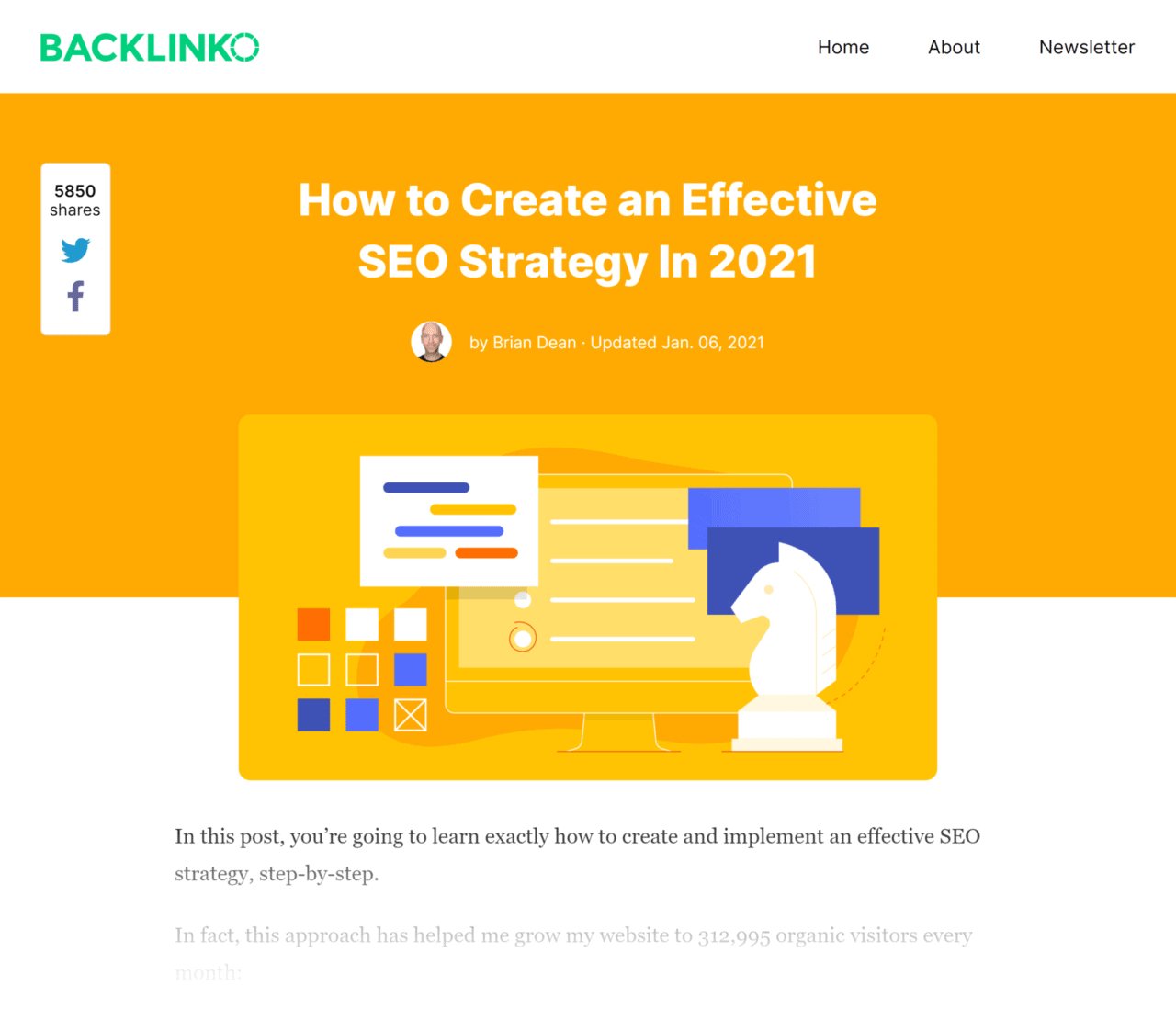 Backlinko's re-created page for the keyword "SEO strategy"