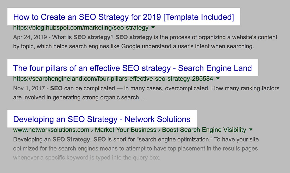 SERP rankings for the keyword "SEO strategy"