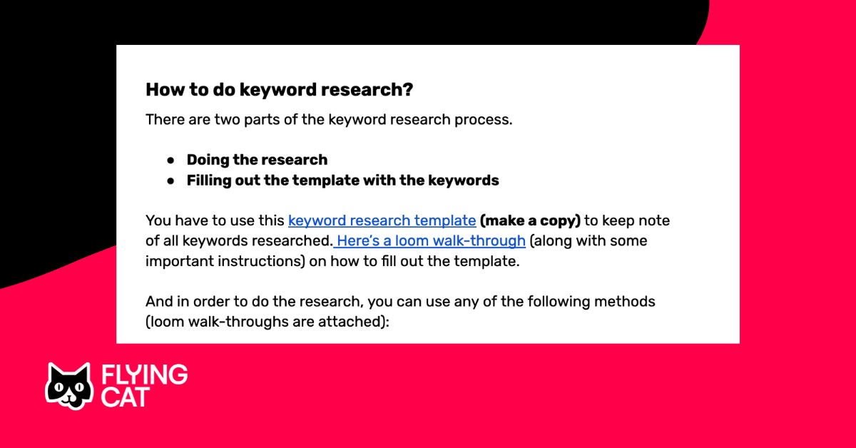 Screenshot of SEO SOP on how to do keywrod research