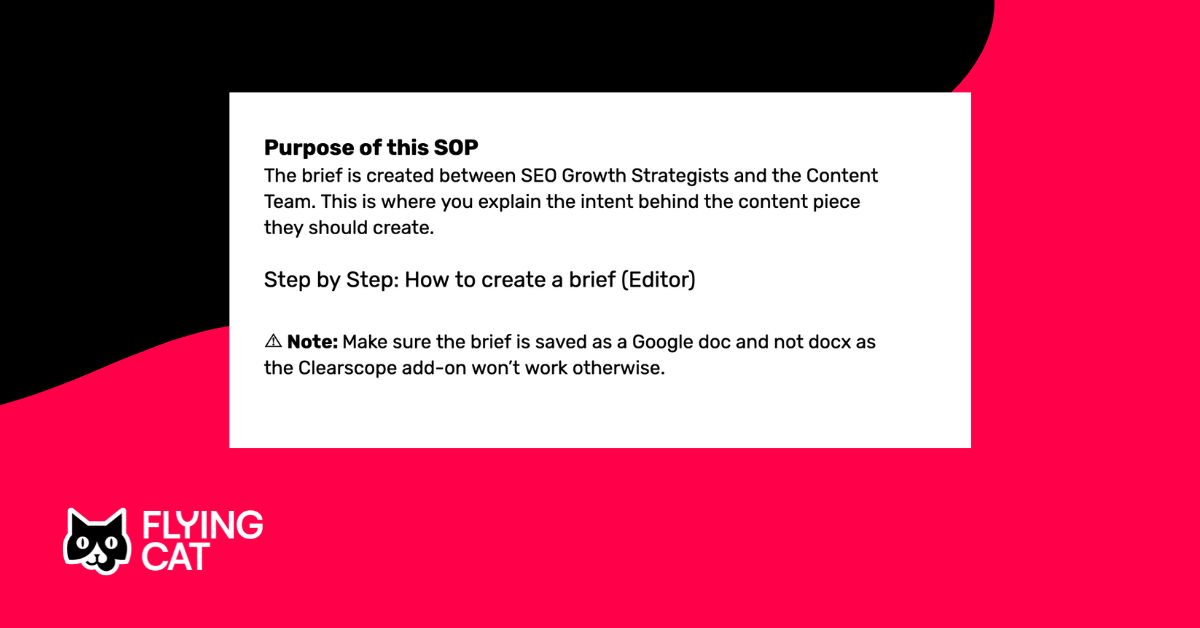 Screenshot of SOP that explains how to write an SEO brief