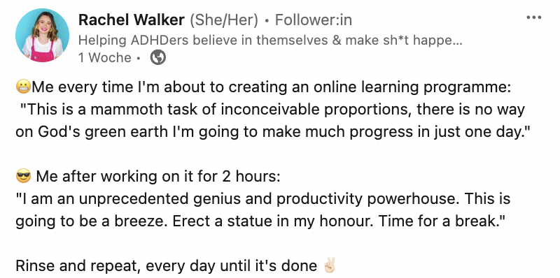 Screenshot of a LinkedIn post for Rachel Walker