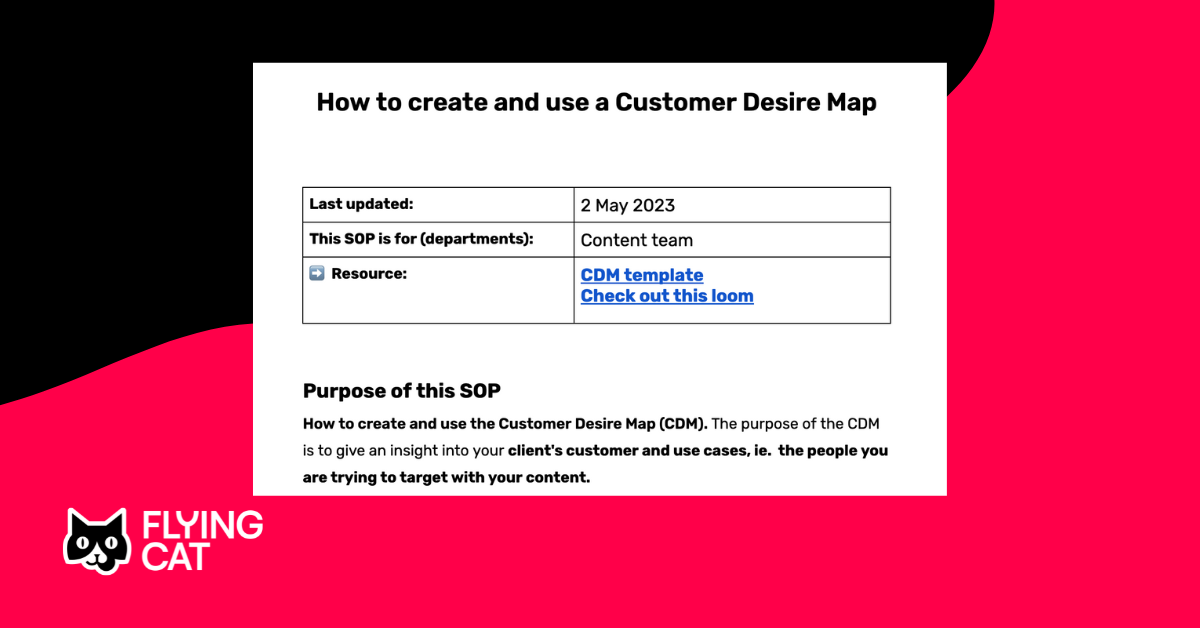 Screenshot of SOP on how to create a customer desire map. 